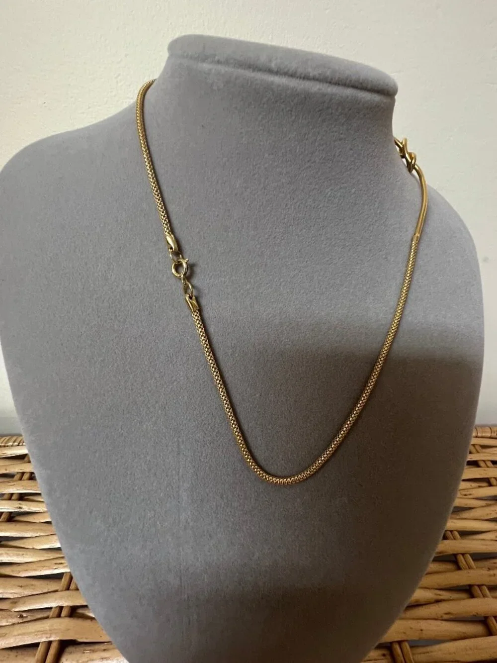 12K Gold Filled Snake Chain Love Knot Necklace 14